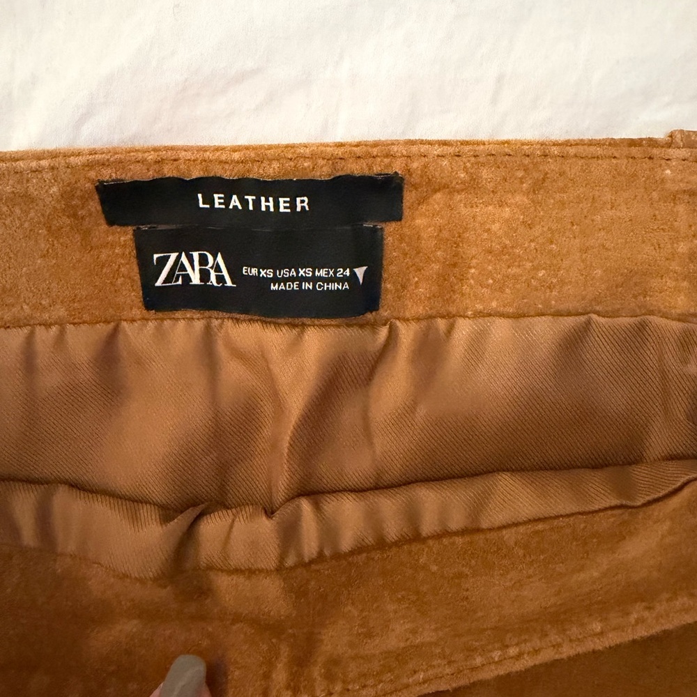 Zara Tan Suede Leather Mini Skirt XS - Picture 3 of 3